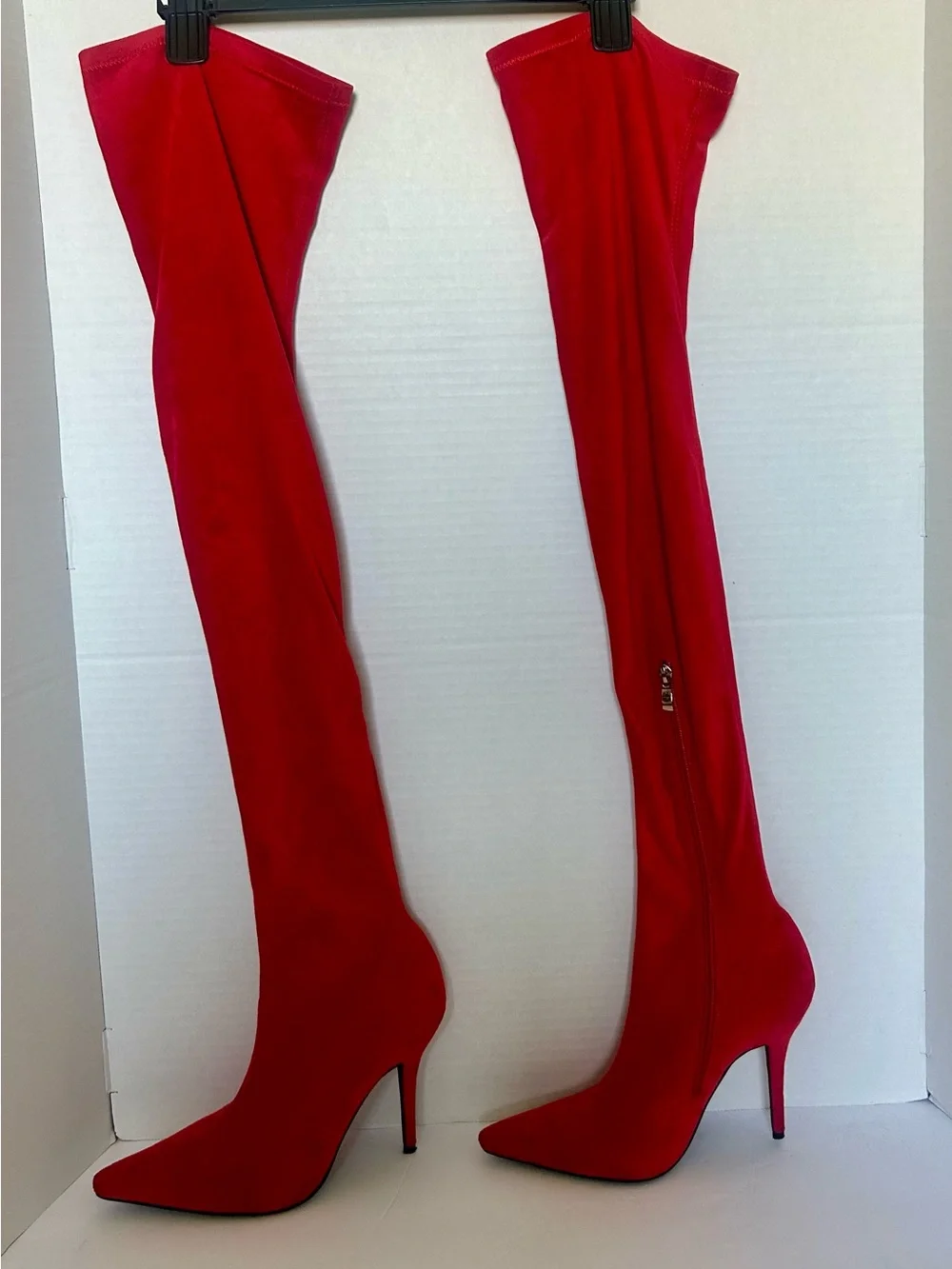 Azalea Wang Taytay Red Thigh High Stretch Stiletto Boot Pants Size 9